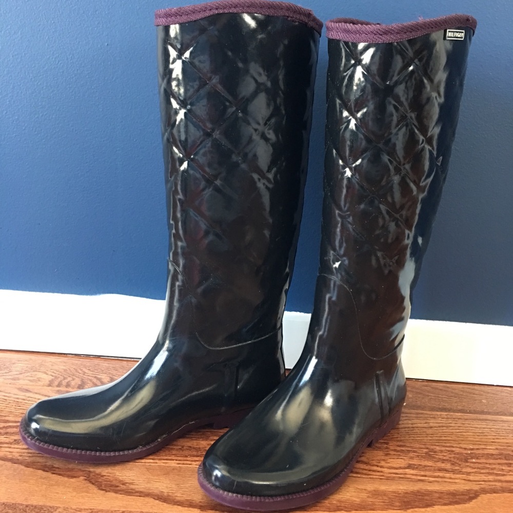 Tall Black Tommy Hilfiger Rain Boots size 8